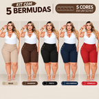 Kit 5 Bermudas Femininas Social Cintura Alta Bengaline – Movety