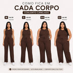 Conjunto Feminino Canelado Confortável Mirella + Par de Brincos de Brinde